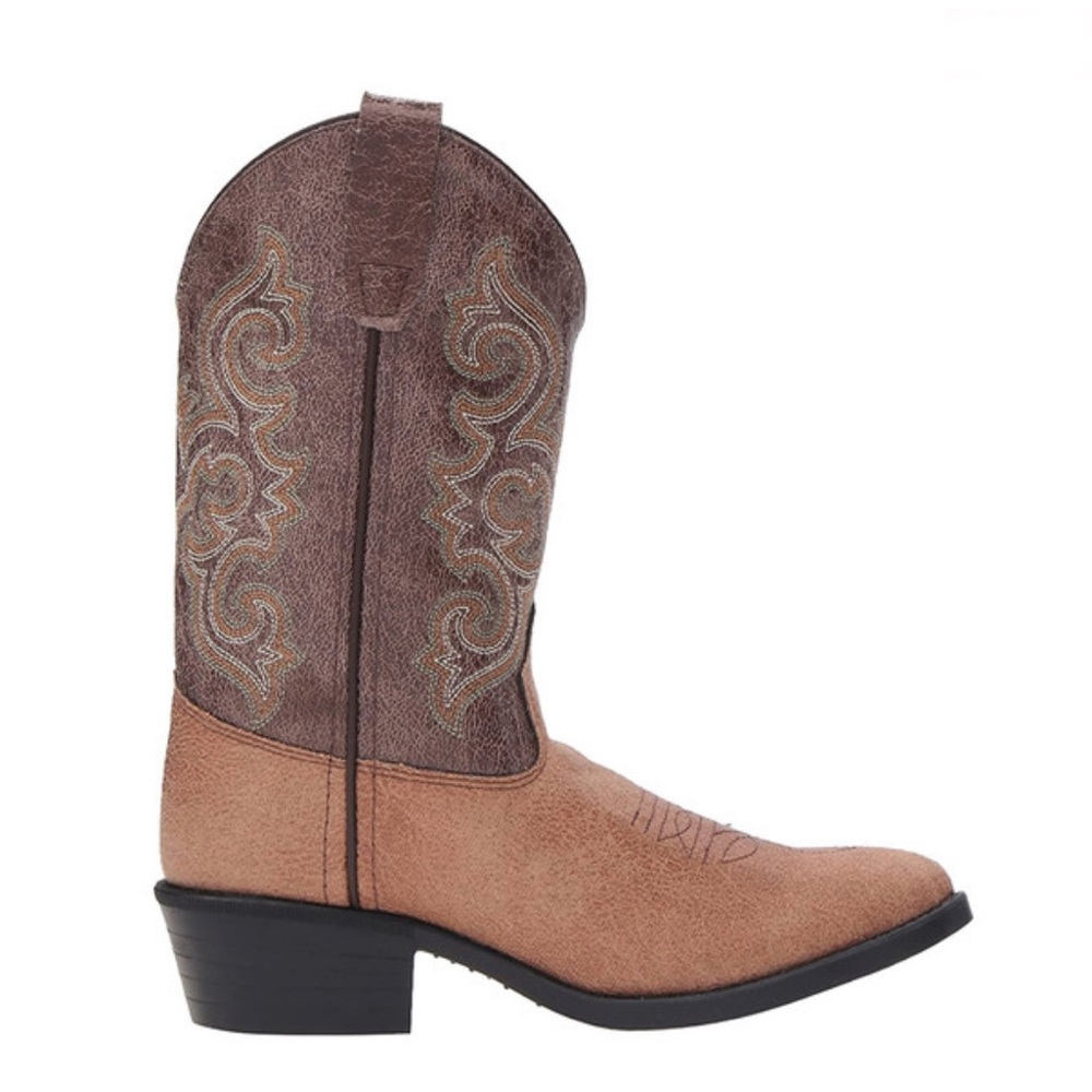 OLD WEST Unisex-Child J Toe Vintage Tan Cowboy Boot - Size 13